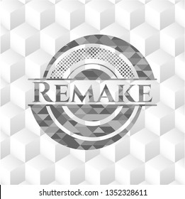 Remake realistic grey emblem with cube white background