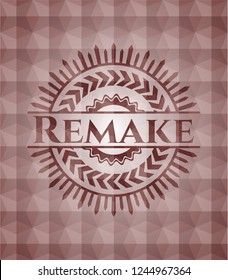 Remake red seamless badge with geometric pattern.