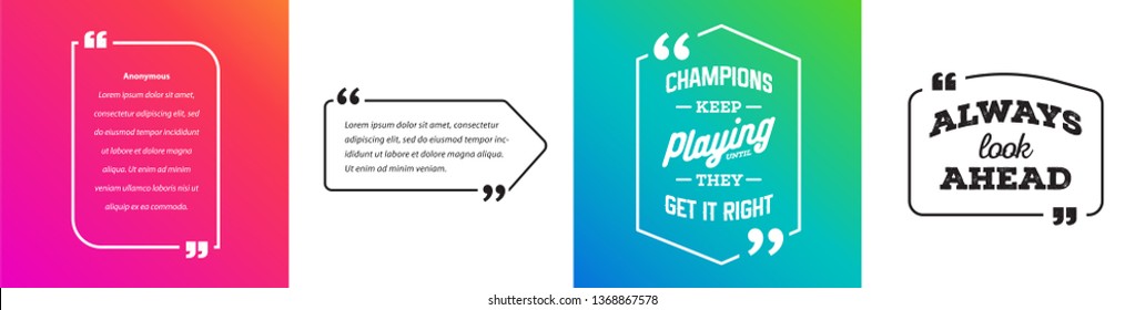 Remark Quote Template Bubble with Vivid Background. Citation Template Vector Set. T-shirts, Posters, Cards.