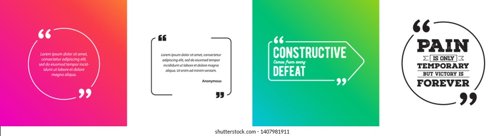 Remark Quote Template Bubble with Vivid Background. Citation Template Vector Set. T-shirts, Posters, Cards.