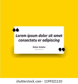 Remark quote text box poster template concept. blank empty frame citation. Quotation paragraph symbol icon. double bracket comma mark. bubble dialogue banner. typography design vector illustration.