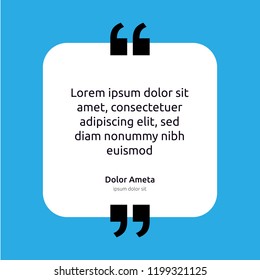 Remark quote text box poster template concept. blank empty frame citation. Quotation paragraph symbol icon. double bracket comma mark. bubble dialogue banner. typography design vector illustration.