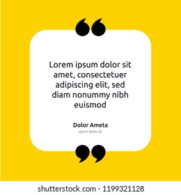 Remark quote text box poster template concept. blank empty frame citation. Quotation paragraph symbol icon. double bracket comma mark. bubble dialogue banner. typography design vector illustration.