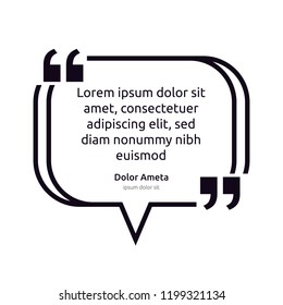Remark quote text box poster template concept. blank empty frame citation. Quotation paragraph symbol icon. double bracket comma mark. bubble dialogue banner. typography design vector illustration.