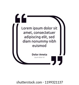 Remark quote text box poster template concept. blank empty frame citation. Quotation paragraph symbol icon. double bracket comma mark. bubble dialogue banner. typography design vector illustration.
