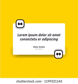 Remark quote text box poster template concept. blank empty frame citation. Quotation paragraph symbol icon. double bracket comma mark. bubble dialogue banner. typography design vector illustration.