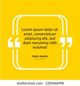 Remark quote text box poster template concept. blank empty frame citation. Quotation paragraph symbol icon. double bracket comma mark. bubble dialogue banner. typography design vector illustration.