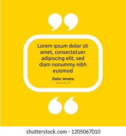 Remark quote text box poster template concept. blank empty frame citation. Quotation paragraph symbol icon. double bracket comma mark. bubble dialogue banner. typography design vector illustration.