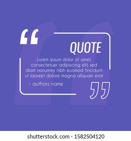 Remark quote text box poster template concept. Citation frame . Quotation paragraph symbol