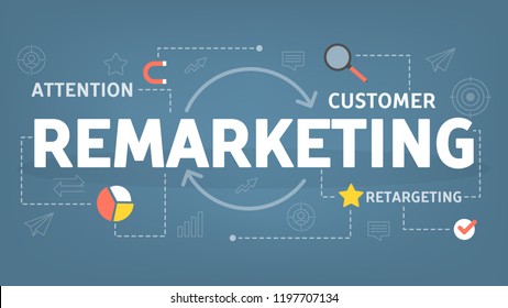 Remarketing concept illustration. Idea of retargeting and customer attraction. Business marketing strategy. Promotion campaign. Vector flat illustration