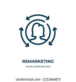 Bemerkenswertes Symbol. Lineare Vektorgrafik aus der digitalen Marketing- und Technologiekollektion. Umriss-Wiedervermarktungssymbol-Vektorgrafik. Dünnliniensymbol für Web- und mobile Apps, Logo, Printmedien.