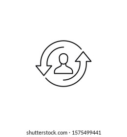 remarketing services - minimal line web icon. simple vector illustration. concept for infographic, website or app.