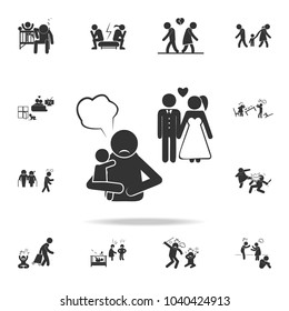 remarriage and abandoned children icon. Detailed set of illustration bad family icons. Premium quality graphic design. One of the collection icons for websites, web design on white background