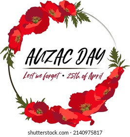 Remebrance day poppy flower circle template with text