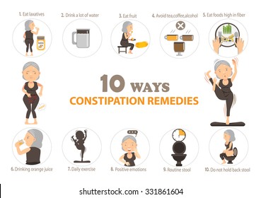 remedies for constipation info graphics.vector illustration