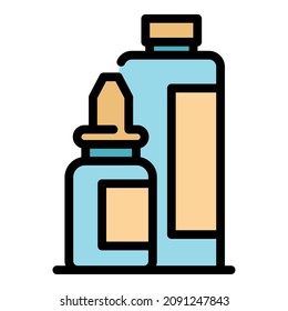Remedy bottle icon. Outline remedy bottle vector icon color flat isolated