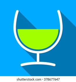 Remedy Glass long shadow vector icon. Style is a flat light symbol with rounded angles on a blue square background.