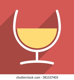 Remedy Glass long shadow vector icon. Style is a flat light symbol on a red square background.