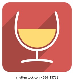 Remedy Glass long shadow vector icon. Style is a flat symbol on a red rounded square button.