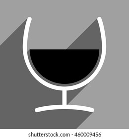 Remedy Glass long shadow vector icon. Style is a flat remedy glass black and white iconic symbol on a gray square background.