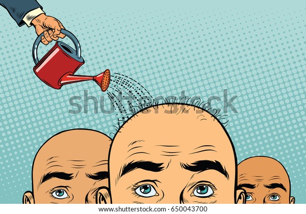 Remedy Hair Growth Bald Man Poured Stock Vector Royalty Free