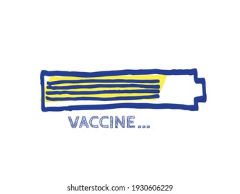 Remedy Invention Illustration. Coming Soon Vector Hand Drawn Loader. Infographic Element with 90% Complete Indicator. Website Sketch Bar with Adjustable Fill Part. Vaccine Progress Bar Status. 