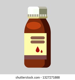 Remedy. Medical bottle, drop, syrup. Medication concept. Vector illustration can be used for topics like cure, treatment, health car, container