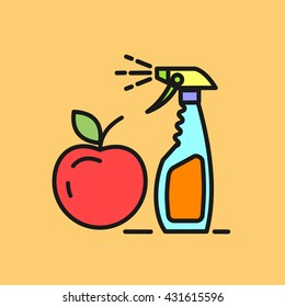 Remedy for pests. Spray. Spraying fruit. Spraying the garden .Vector icon.