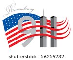 Remember 911 - World Trade Center with American Flag