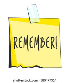 Remember first paper sticky note. Retro reminder sticker