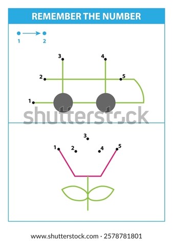 Remember the order of the numbers. Number 1-5. Printable worksheet for kids.