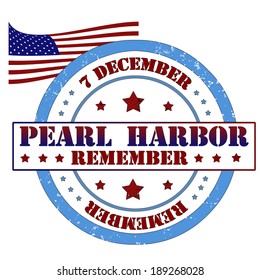 Remember Pearl Harbor stamp, label vector illustration