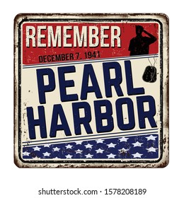 Remember Pearl Harbor vintage rusty metal sign on a white background, vector illustration