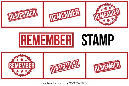 Remember Rubber Stamp Set Vector