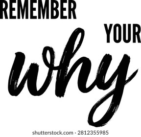 Remember Your Why bold brush lettering quote inspiring purpose focus motivation determination and meaningful progress toward personal goals
