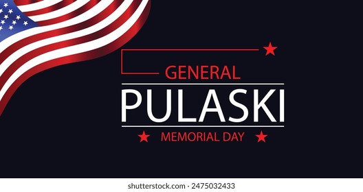 Remembering General Pulaski USA Flag Text Tribute