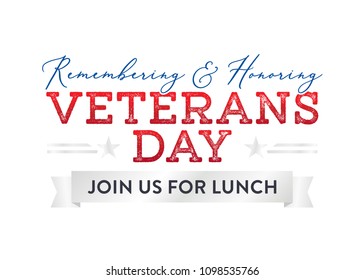 Remembering and Honoring Veterans Day Happy Memorial Day Vector Text Typographic Background