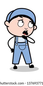 Remembering - Retro Repairman Cartoon Worker Vector Illustration