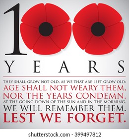 Remembrance/ ANZAC Day 100 years card in vector format.