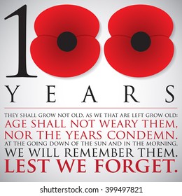 Remembrance/ ANZAC Day 100 years card in vector format.