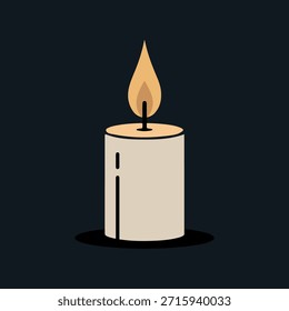 Arte vectorial minimalista de la luz de la vela del recuerdo. Vela conmemorativa simple con el diseño mínimo del Vector de la llama. Ilustración de diseño plano de símbolo de luz de vela Abstractas. Símbolo conmemorativo de la esperanza de la luz de la vela.