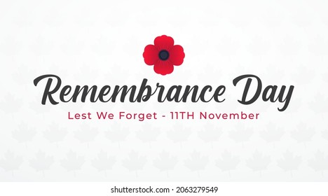 remembrance day 11th november, lest we forget modern creative banner, sign, design concept, template with red poppy