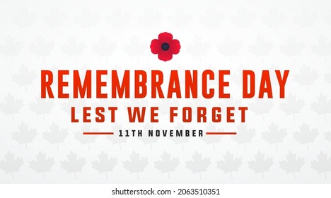 remembrance day 11th november, lest we forget modern creative banner, sign, design concept, template with red poppy