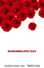 Remembrance Day, Anzac Day, Veteran's Day Background with Poppies. Lest We Forget. Vector Illustration