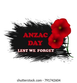 Remembrance Day, Anzac Day, Veterans Day Background with Poppies. Lest We Forget. Vector Illustration