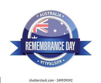 remembrance day. australia ribbon seal illustration design over a white background