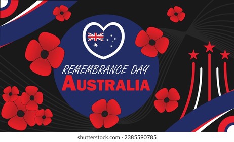 remembrance day Australia vector banner design. Happy remembrance day Australia modern minimal graphic poster illustration.