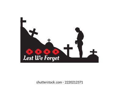 Remembrance Day Banner, Silhouette Of Soldier Paying Tribute, Vector Design Illustration