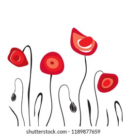 Remembrance day of Canada red poppy flowers background. Creative vector illustration, card, poster or banner design.
