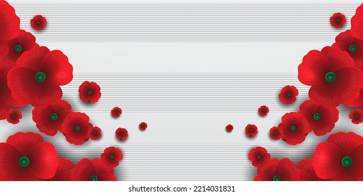 Remembrance day concept, Background with beautiful red poppies. Vector illustration, A poppy flower banner vector